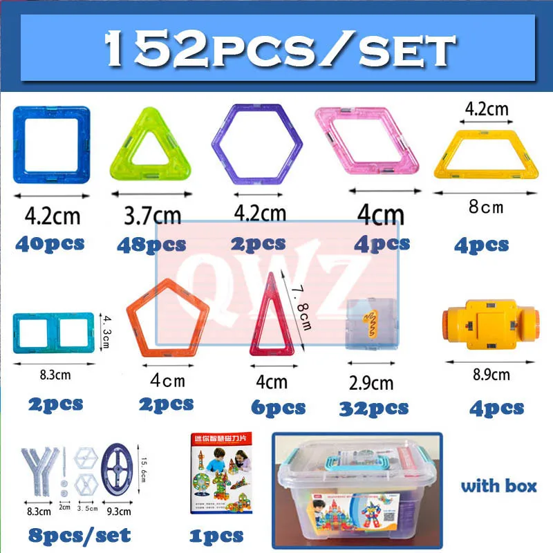 Новые 78-252 шт. Мини магнитные блоки строительные игрушки Магнитный конструктор для детей Магнитные игры игрушки для детей Подарки - Цвет: 152pcs with box