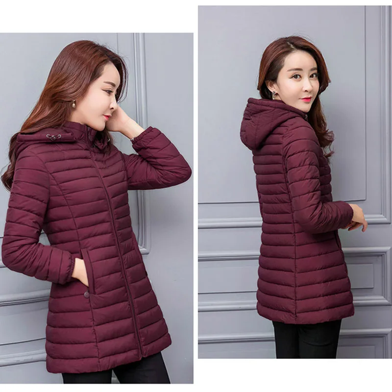2018 winter jacket women parka Large size Thicken warm Hooded long Slim Solid Down cotton coat jacket women Outwear Parkas
