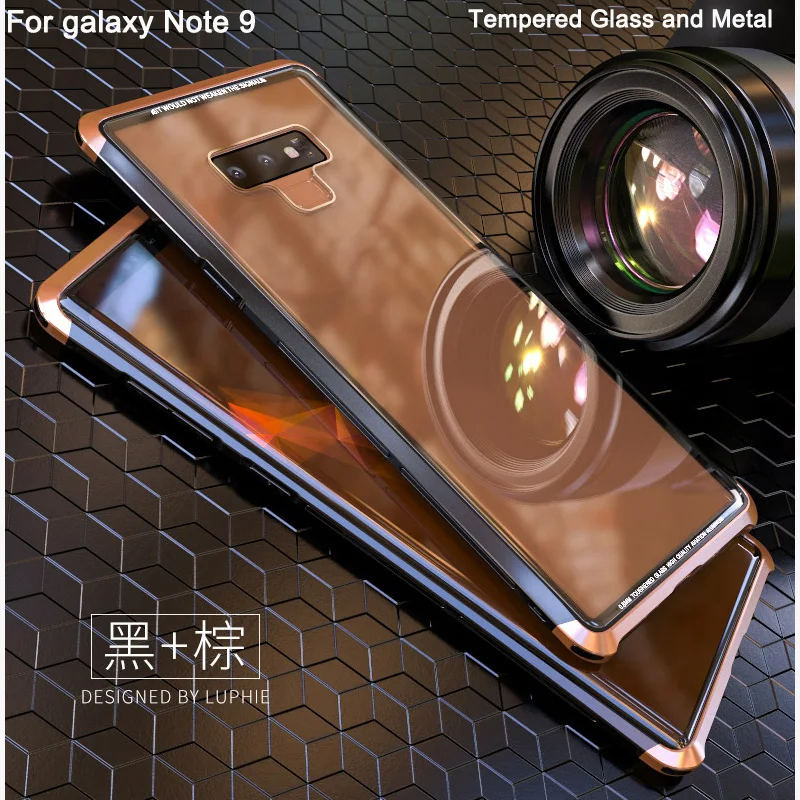 Fashion Tempered Glass Metallic Case For Samsung galaxy Note 9 cover shell Note9 Cases phone |