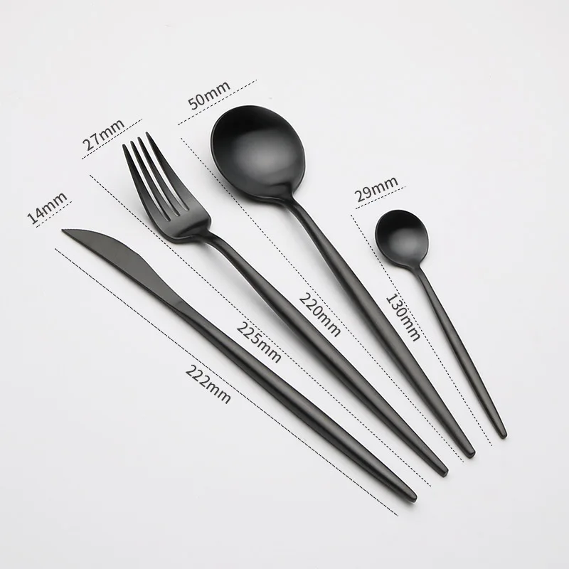 Hot Sale Matte Black Cutlery Set Silverware Set 304 Stainless Steel Dinnerware Set Spoons Forks and Knives Drop Shipping