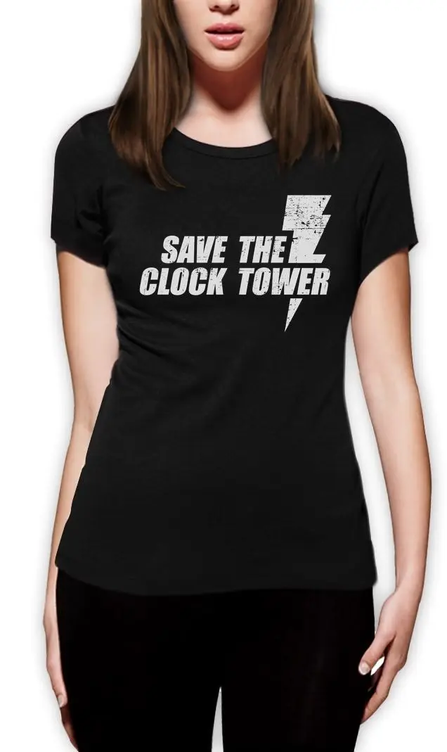 Save The Clock Tower Time Travel Funny Movie Women T Shirt Future Day Fashion Brand Hipster Slim