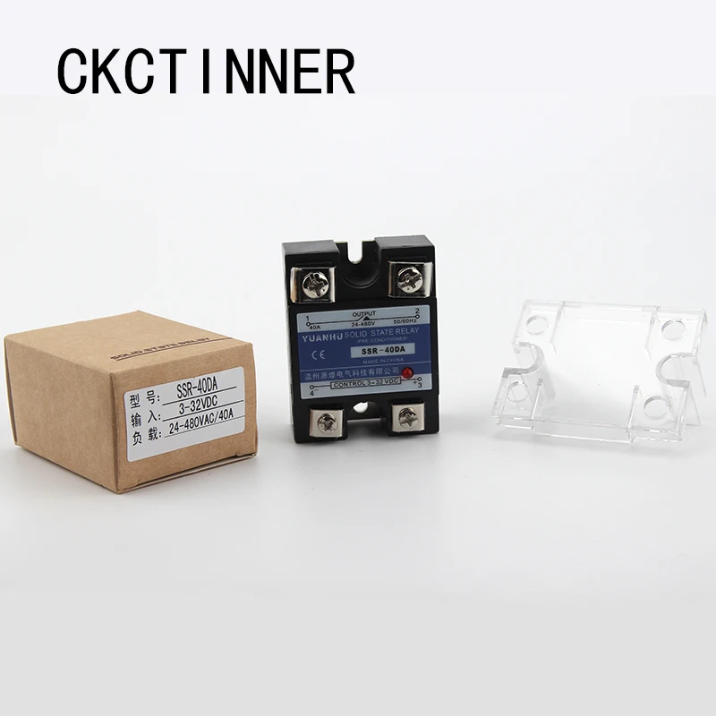 Ckctinner 1 шт. твердотельные реле SSR-25DA 25A SSR-10DA SSR-25DA SSR-40DA 5-24VDC до 24-380V AC SSR 25DA, 6-20mA