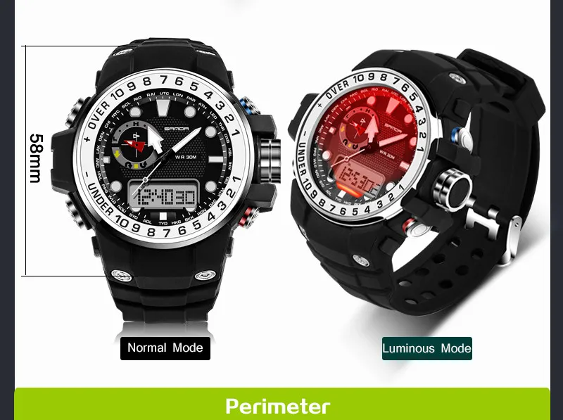 Горячая бренд SANDA S-Digital светодиодный спортивные ударные часы мужские повседневные многофункциональные наручные часы Военные 30 м водонепроницаемые