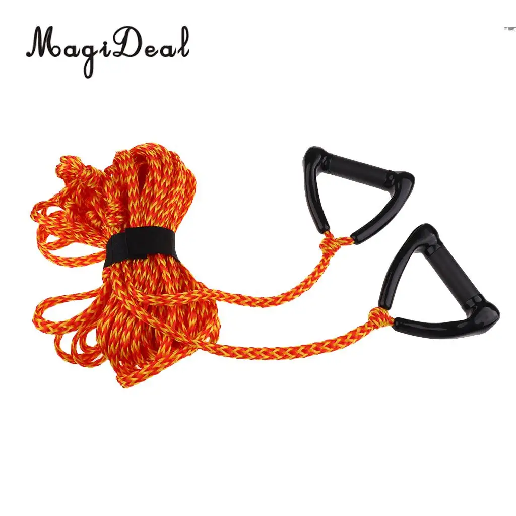 Double Handle Water Skiing Wakeboard Tow Harness Rope 1 Section 75' Feet Red/Orange for Surfing Boating Sailing Accessories