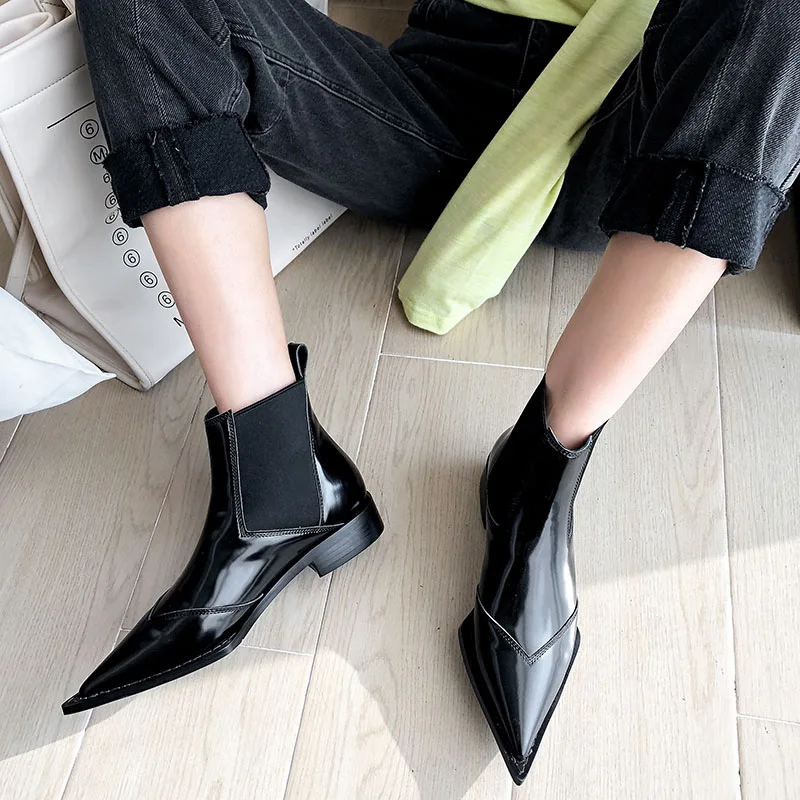 Botas de tornozelo de couro real das