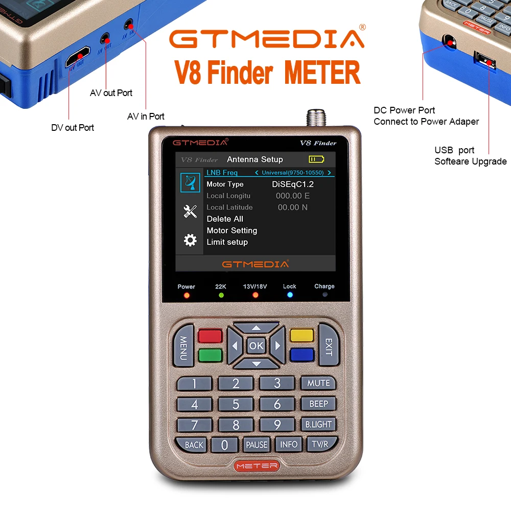 

GTMEDIA Freesat V8 Finder meter digital satellite Finder HD DVB-S2 High Definition 3.5" LCD Satellite Finder MPEG-2 MPEG-4