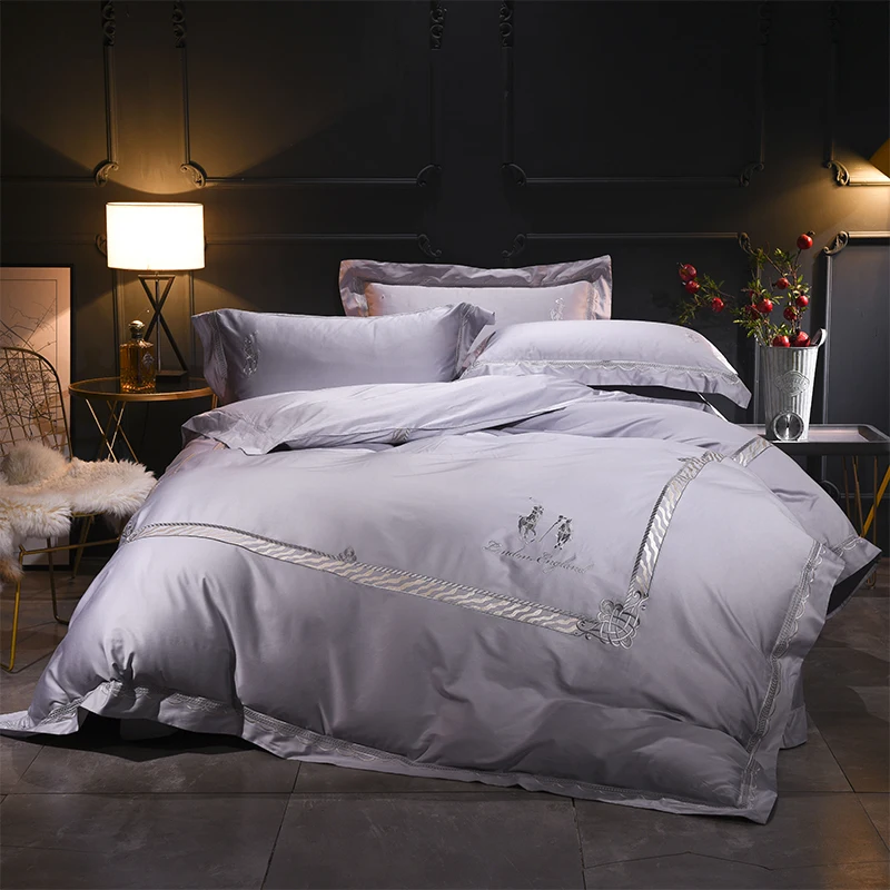 Embroidery Bedlinen egyptian Cotton Bedding sets queen king size Duvet cover pillowcase Flat Bedsheet | Дом и сад