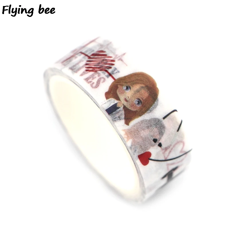 Flyingbee 15mmX5m Бумага васи лента модная клейкая DIY Скрапбукинг стикер этикетка