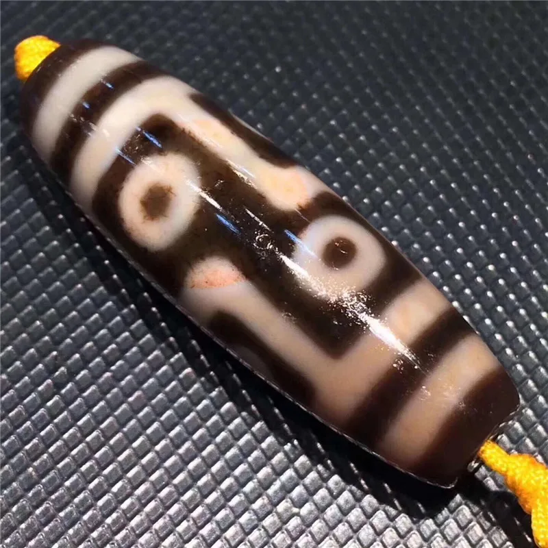 

190311-2 High Quality Cinnabar Dzi Beads 6 EYES Ji 13mmx41mm Natural Agate Material Amulet Dzi Beads Collection
