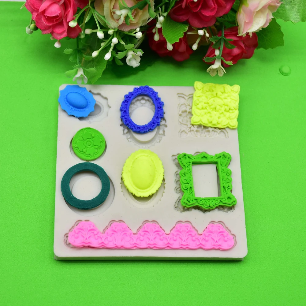 

Gem Frame Sugarcraft Cake Silicone Mold Fondant Cookies Mould Chocolate Baking Tools DIY Cake Decor