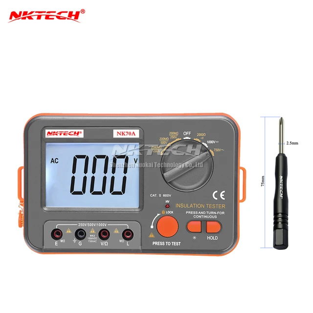 NKTECH Digital Megohmmeter Tester MegOhm Meter NK70A LCD Insulation DC AC Voltage Resistance