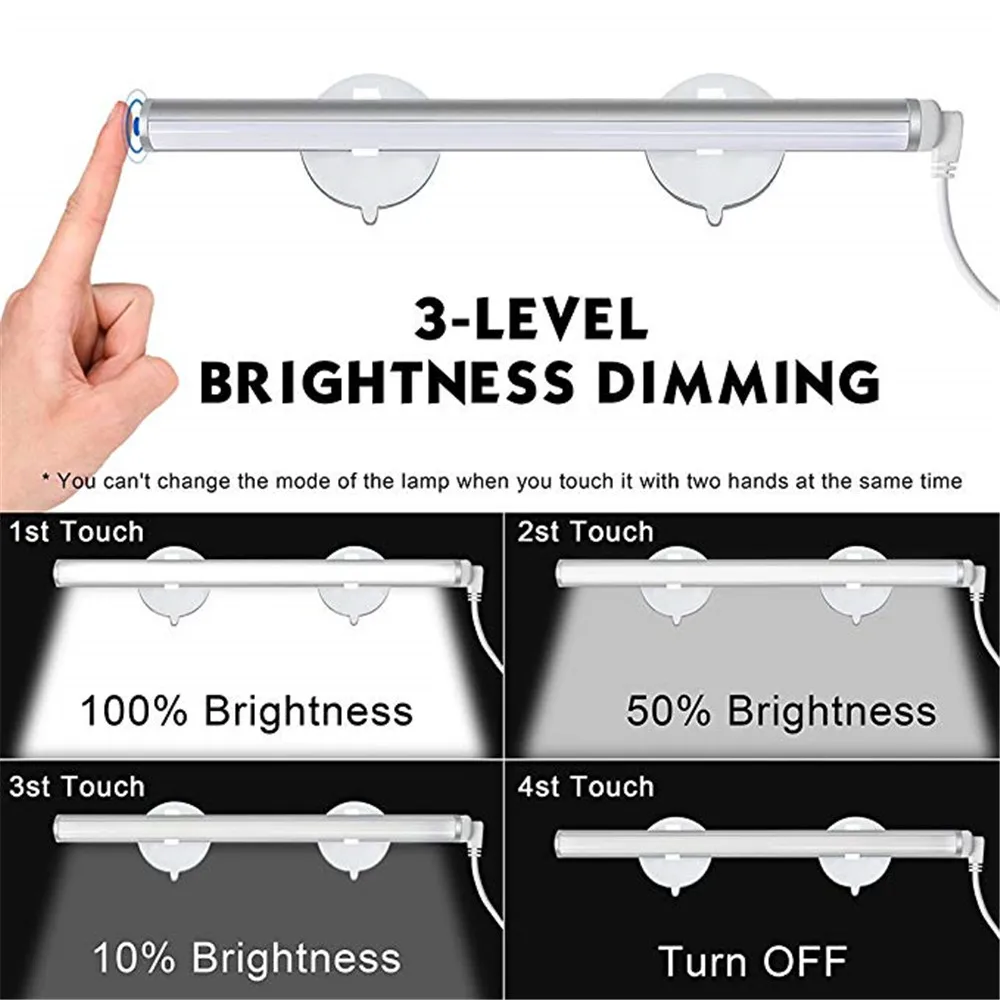 الغرور ضوء USB LED المكياج ضوء مرآة زينة للحمام ضوء عدة مع 3-مستوى سطوع عكس الضوء ، المحمولة و دائم ، الأبيض