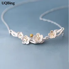 Прямая ожерелья из стерлингового серебра 925 пробы ожерелье в виде цветов сливы и ожерелья ювелирные изделия воротник Colar de Plata