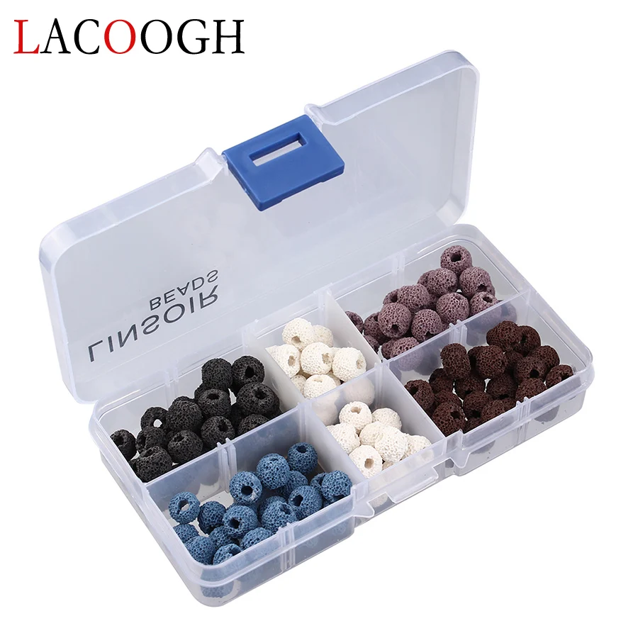 

125pcs/box 10mm Round Black/Blue/White Lava Beads Natural Stone Beads Volcanic Rock Loose Spacer Beads for DIY Jewelry Making