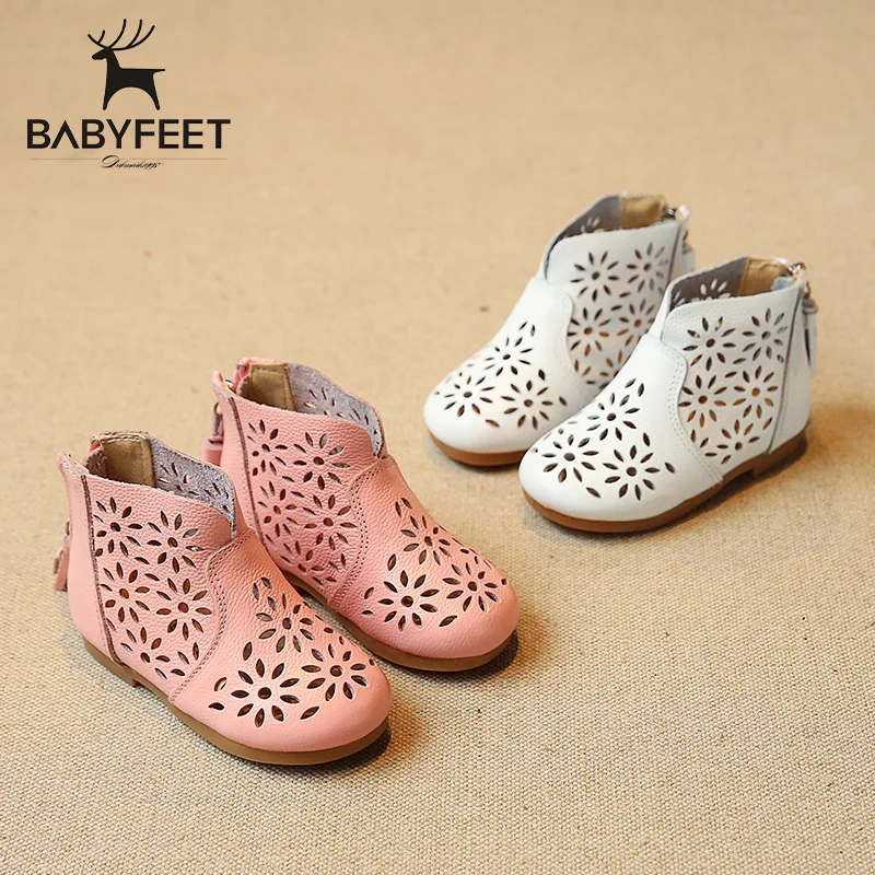 Babyfeet summer baby girl sandals Genuine leather shoes 1-3 year old baby Toddler shoes ankle boots non-slip Hollow Tassel Zip babyfeet summer cool toddler shoes 0 2 year old newborn baby girl