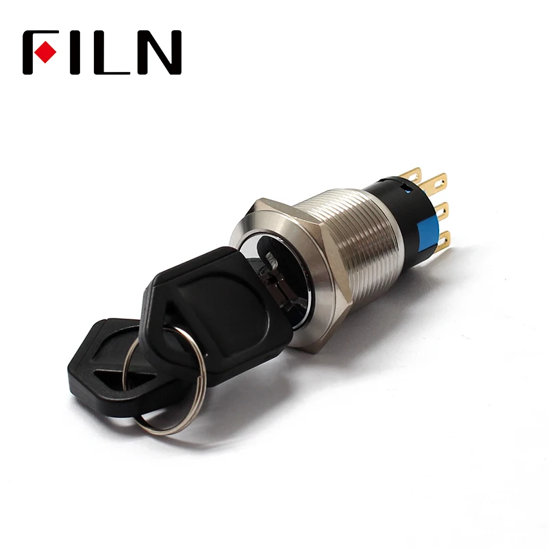 19mm Metal 3Pin 6pin ON-OFF  ON-OFF-ON 2Position 3Position DPST DPDT A Series Electronic Lock Key Switch (2)
