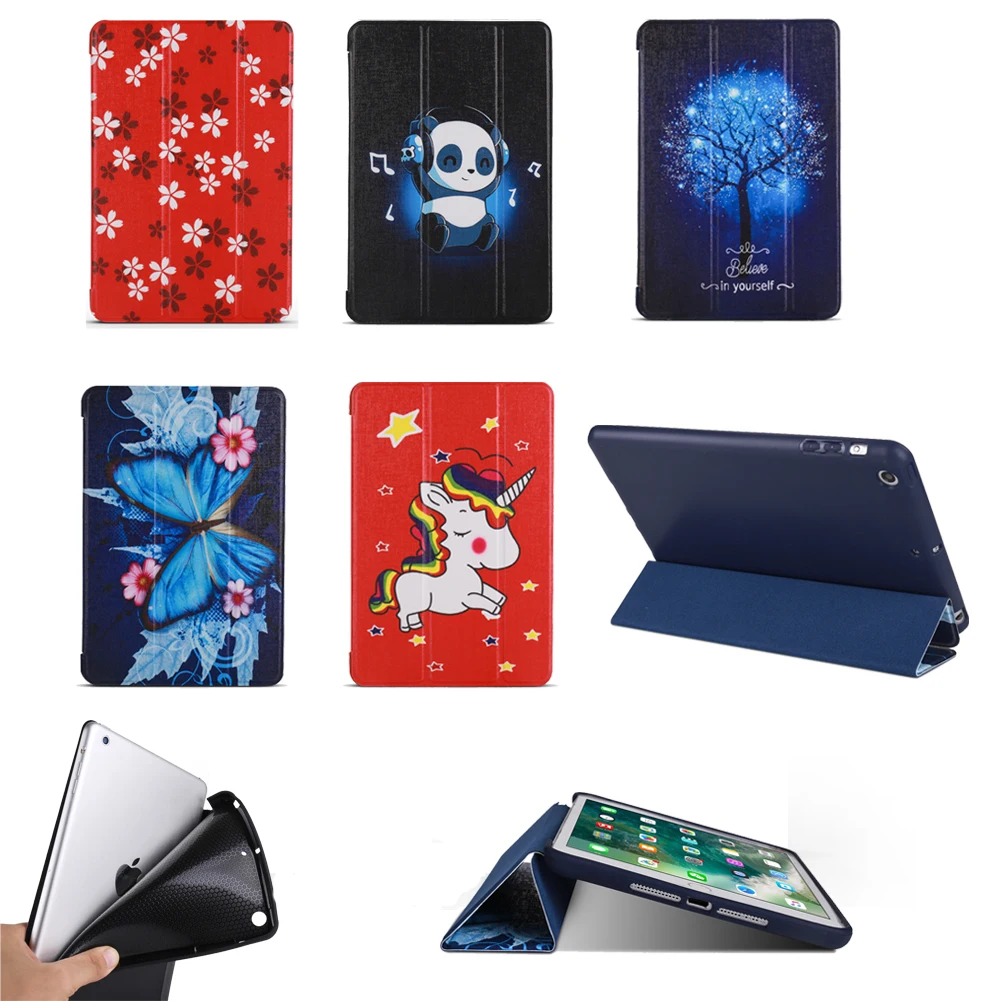 

Flip PU+TPU Leather Case For ipad Mini 4 Case Auto Sleep For ipad Smart Stand Holder Cases Cute cartoon panda & unicorn pattern