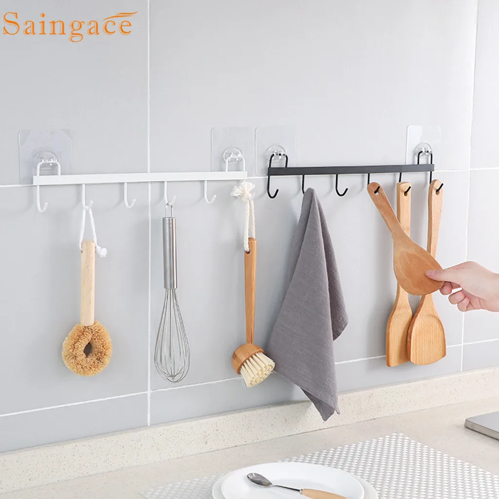 

Saingace storage rack hooks Kitchen Multifunction Suction Cup Hook Strong Hanger Holder Clear Bathroom Sucker Wall hook perchero