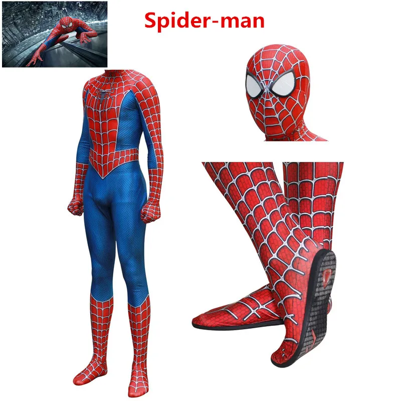 Высокое качество, классические аниме, Человек-паук, Маскарадные костюмы, Сэм Райми, Zentai, Человек-паук, взрослые детские комбинезоны, боди, костюм на Хэллоуин