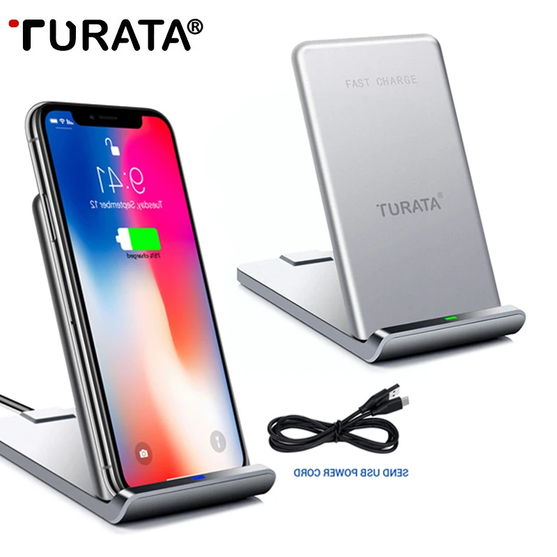 

TURATA 10W Qi Wireless Charger For iPhone X 8 10 Fast Wireless Charging Stand Dock Station Phone Holder For Samsung Note 8 S8