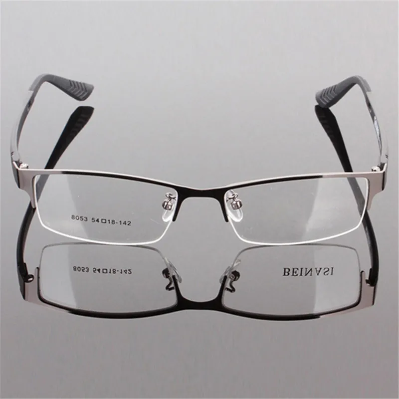 Прочные мужские металлические оправа с прозрачными линзами полуобода очки 3 цвета - Цвет оправы: gray frame