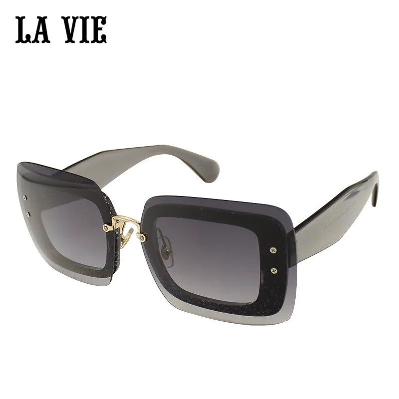 LA VIE Značka Unisex Rimless Rectless Rectangle sluneční brýle Móda pro ženy Zrcadlové sluneční brýle UV400 Oculos De Sol