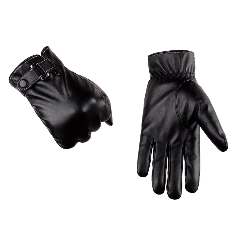 Мужские перчатки черные плюс бархатные рукавички эластичные полный палец Сенсорный Экран Ветрозащитный Guantes мужские зимние кожаные перчатки бизнес