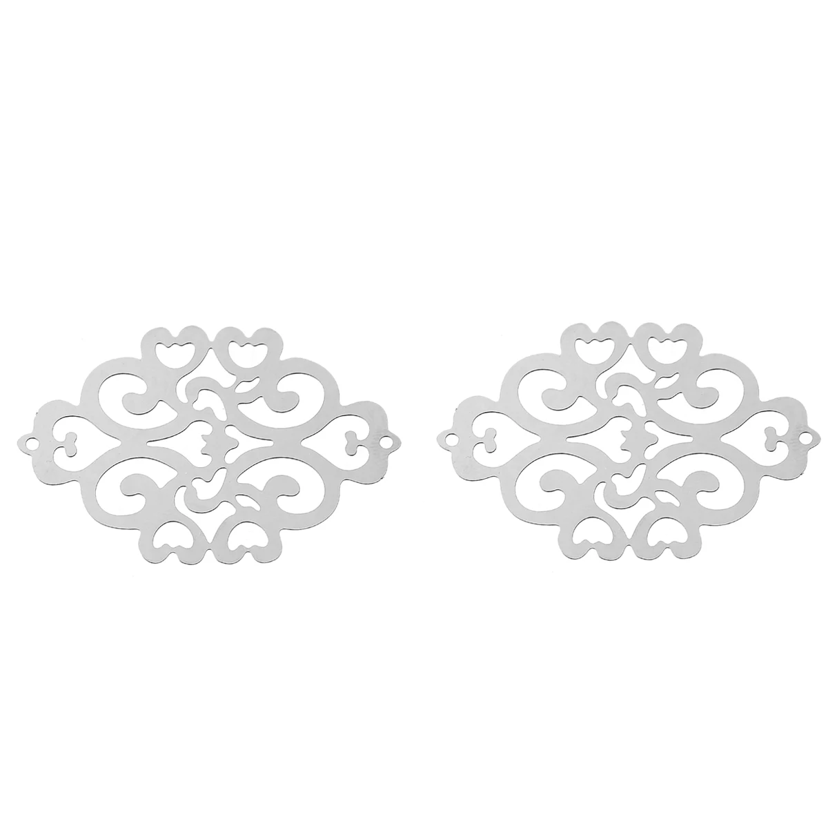 Doreenbeads موصلات النتائج النتائج الصغر المقاوم للصدأ المعين الفضة لهجة القلب جوفاء 49 ملليمتر (1 7/8 \