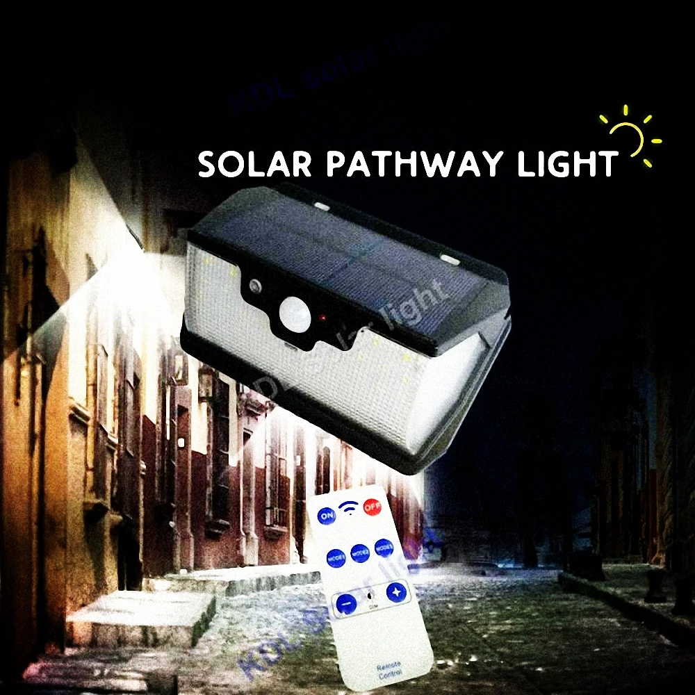 

55 LED 900lm Solar Light remote control radar smart 3 side lighting LED Solar Light outdoor l torc street wall lamp yard camp g