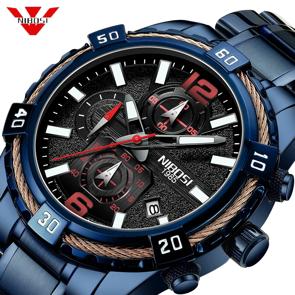 

Nibosi Mens Watches Top Brand Luxury Fashion Casual Sport Quartz Watch Men Waterproof Chronograph WristWatch Relogio Masculino