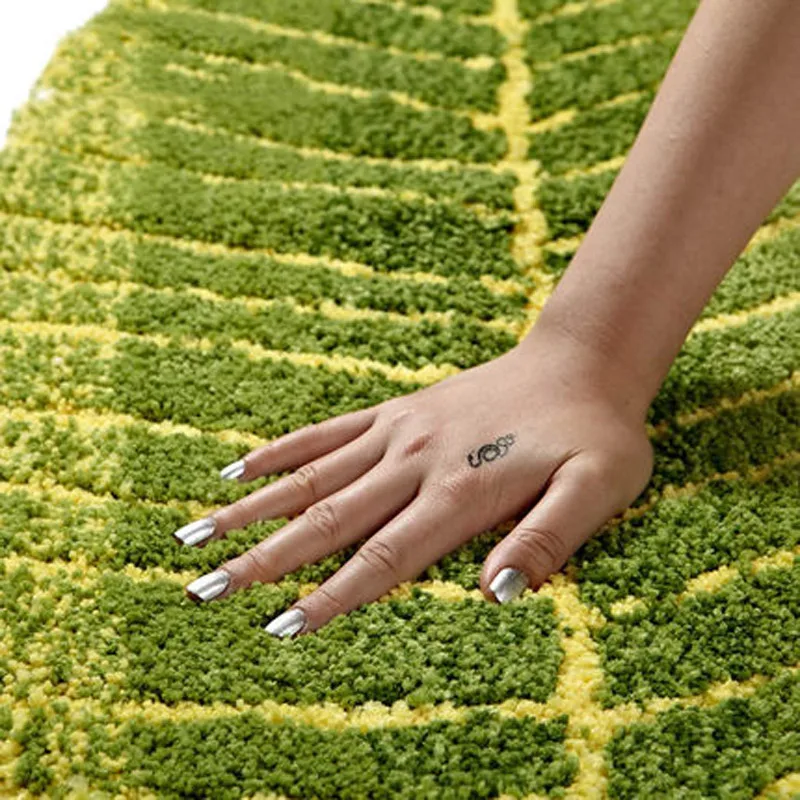 Modern Creative Leaves Kitchen Floor Rugs Large Bathroom Mats Green Doormats Livingroom Bedroom Kids Room Carpet 45*120cm