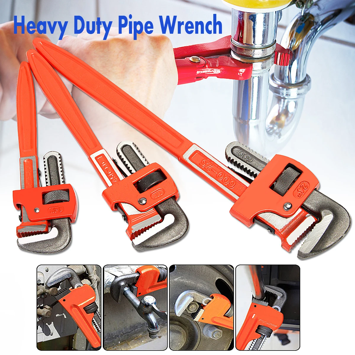 

3 Pc Aluminum Pipe Wrench 14" 18" 24" Heavy Duty Drop Forge Plumbing Tools Wrench