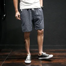 Летние мужские шорты в японском стиле, с завязками, в полоску, пляжные шорты, мужские высотой до колена, повседневные Прямые шорты, Мужская одежда, 5XL-M Tide