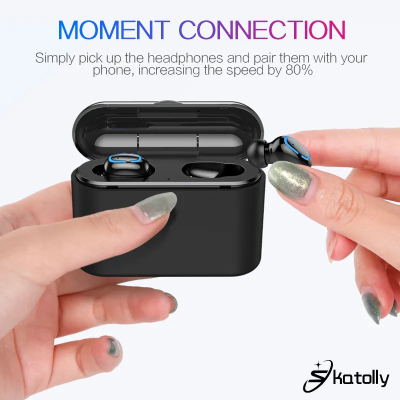 

HBQ-Q32 TWS Bluetooth 5.0 Earphone Handsfree Wireless Earphone Sport Earbud Stereo IPX5 Waterproof Chargeable Earphone for Phone