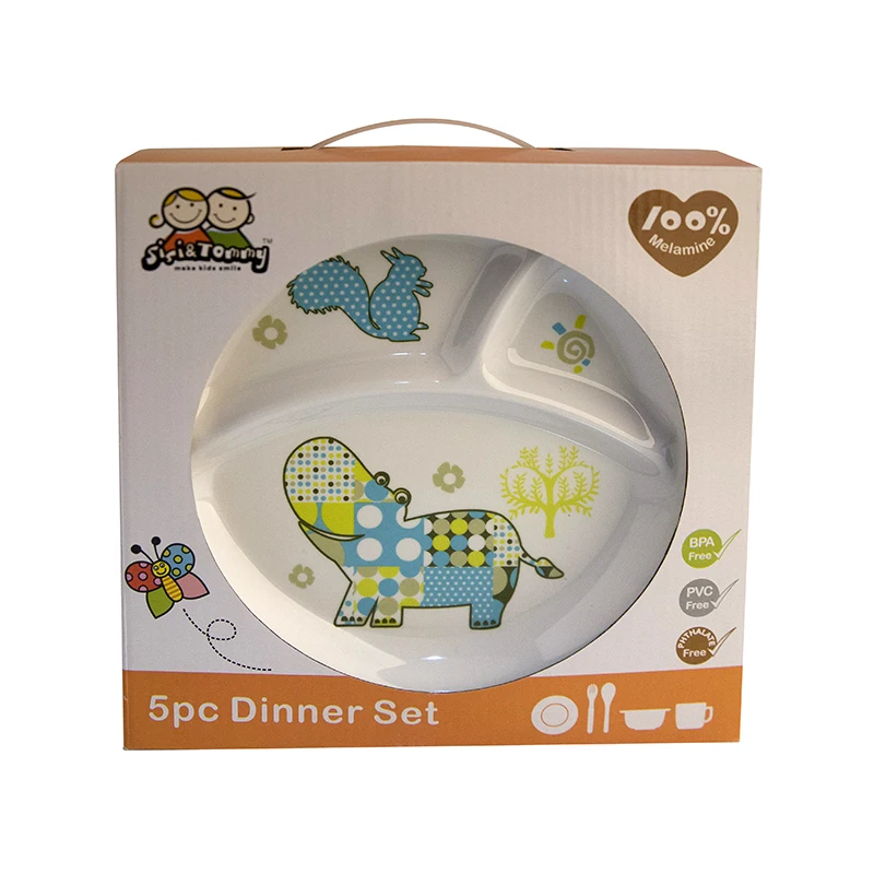 Children Kids Tableware Set Melamine Baby Feeding Plate Bowl Cup Cutlery Flatware Set Infant Dishes BPA Free Plate Baby Feeding (2)