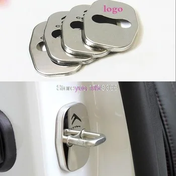 4pcs Stainless steel Car Door Lock Buckle Protective Cover  sticker for Citroen C3-XR C4L C5  2014 Elysee Car covers