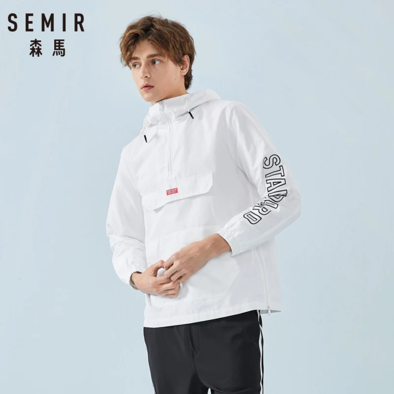 SEMIR мужская куртка с капюшоном на молнии, мужская спортивная куртка с капюшоном на шнурке, куртка с принтом, с карманом-кенгуру, на молнии сбоку, уличная одежда