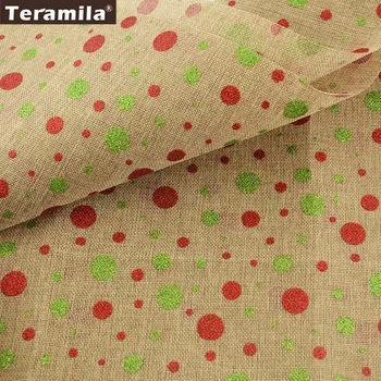 

Teramila Composite Fabric Printed Red And Green Dots Patterns Sewing 50cmx150cm Quilting Cloth For Christmas Decoration Crafts