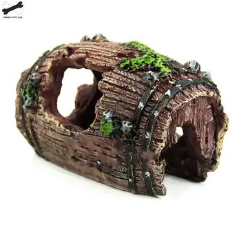 

Aquarium Fish Tank Artificial Barrel Resin Ornament Cave Landscaping Decoration G3615