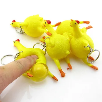 

Novelty Spoof Tricky Funny Gadgets Toys Vent Chicken Whole Egg Laying Hens Crowded Stress Ball Cute Keychain M09