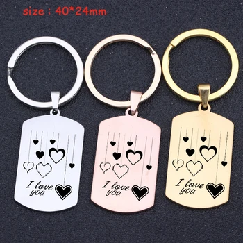 

Fashion Keychain Engraved Heart And I Love You For Boyfriend Girlfriend Lovers Couple Exclusive Gift Key Ring Holder Key Tag