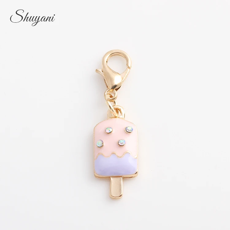 

New Items 20pcs/lot Ice Cream Dangle Charm With Lobster Clasp Fit Handmade Memory Locket Free Shipping CM506#