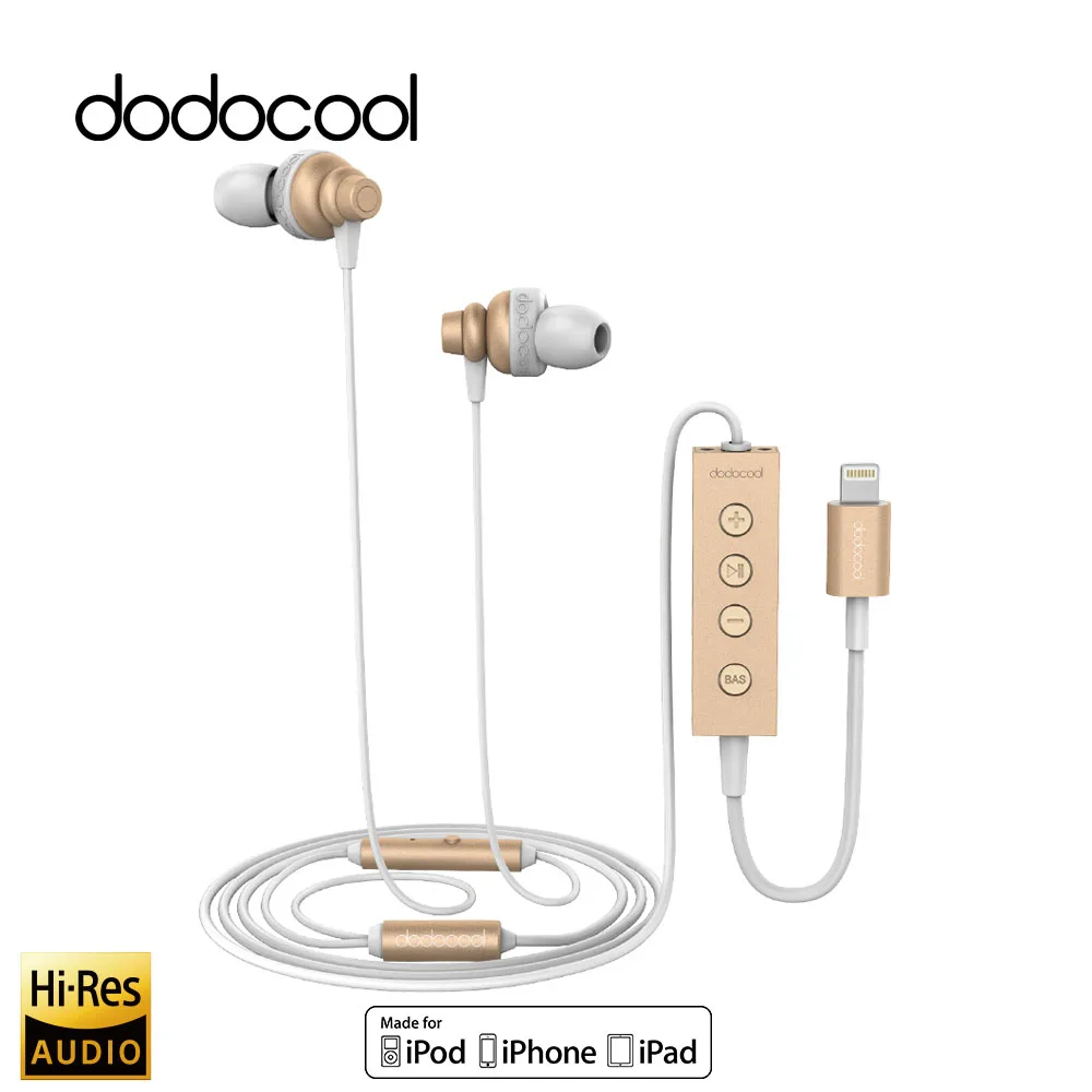 

dodocool MFi Certified Hi-Res In-ear Stereo Earphone for Lightning Connector Remote Mic 24 bit High-Resolution Audio for iphone