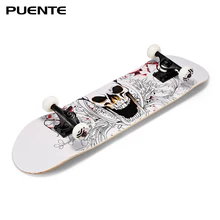 PUENTE 31-inch Skateboard Skate Board 7-layer Maple Wood Deck with T-shape Tool for Kids Adults Beginners