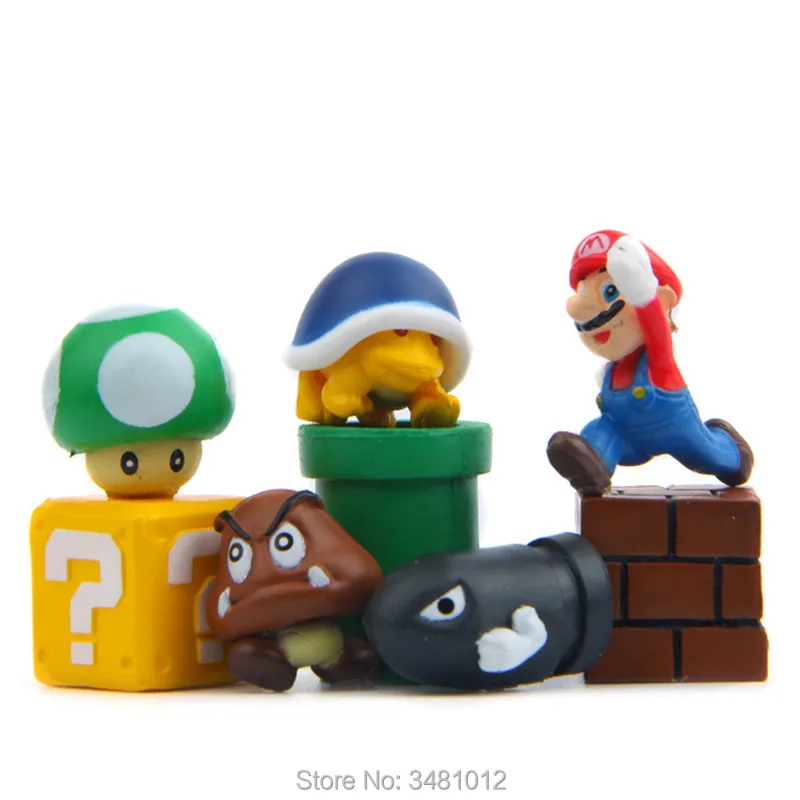 Super Mario Bros Game Scene Blocks Mini PVC Action Figures Koopa Troopa Toad Miniatures Mushroom Anime Figurines Dolls