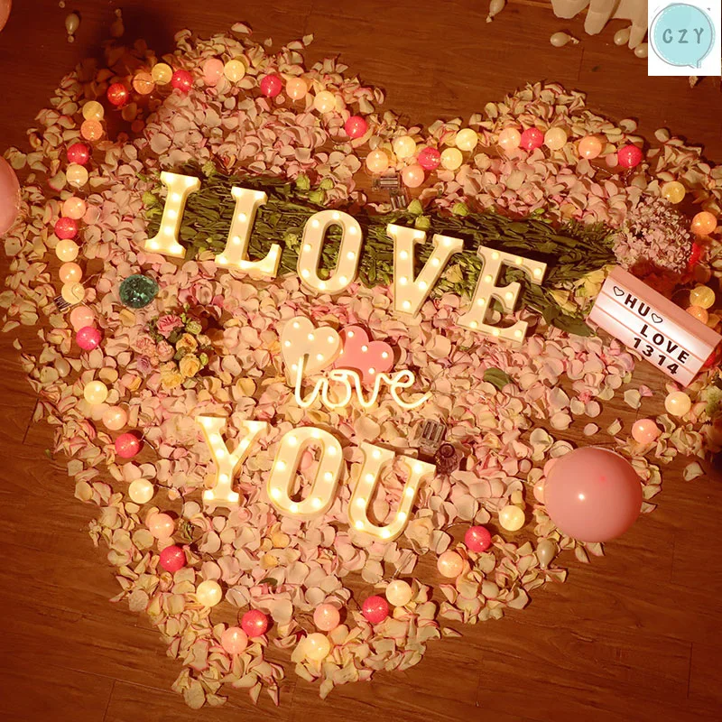 

Led letter lamp marry me propose props trunk romantic surprise layout of creative supplies show artifact lamp