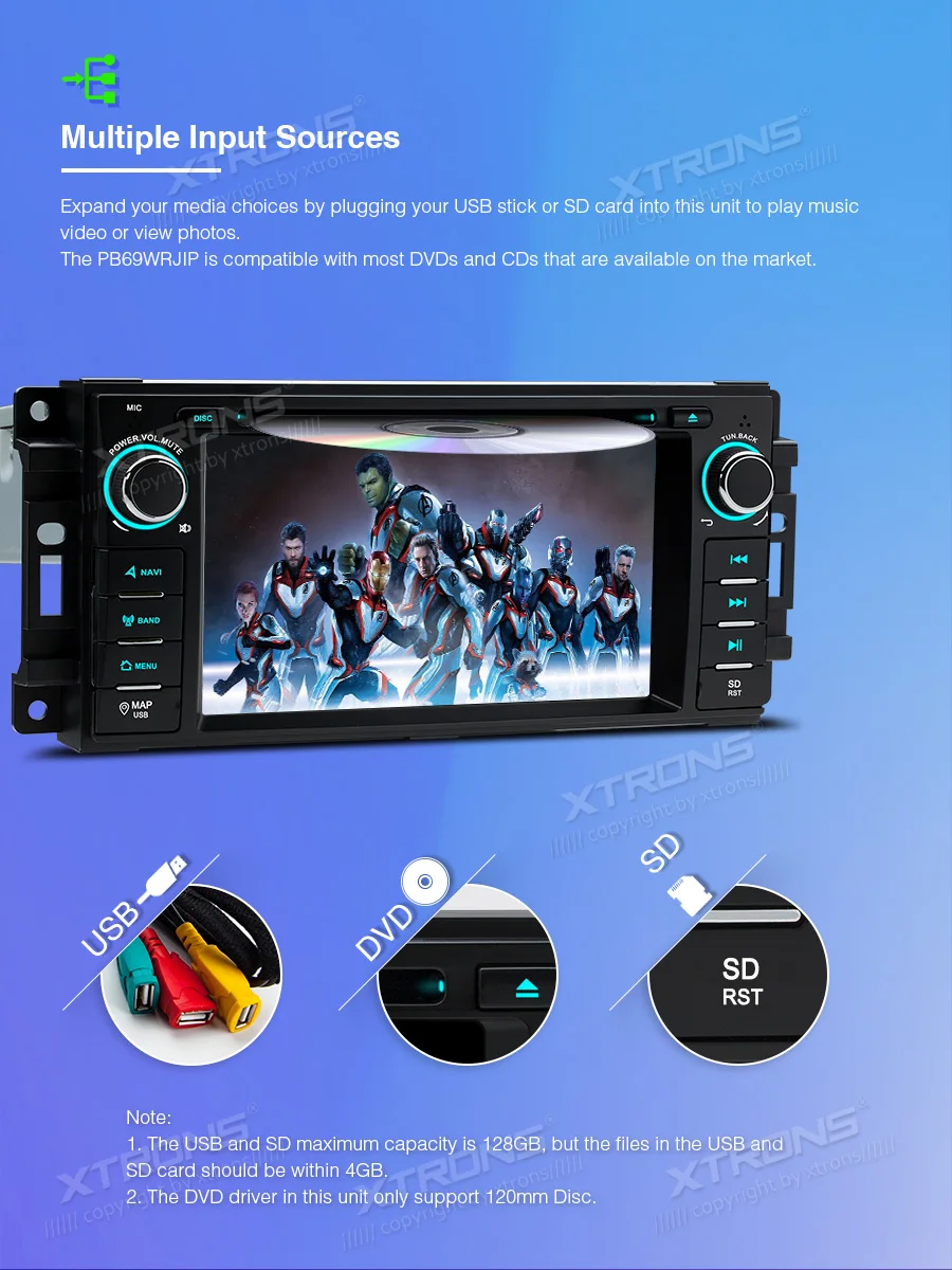 Discount XTRONS 6.2" Android 9.0 Octa Core Car Radio DVD Player GPS Navigation for JEEP Patriot Liberty Wrangler Compass DODGE Chrysler 11