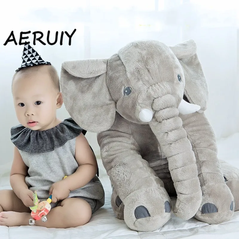 

1pc Kawaii Elephant Plush Stuffed Animals Toys Soft Gray Gaint Elephant Plush Pillow Cushion for Baby Comforting Dolls 80cm