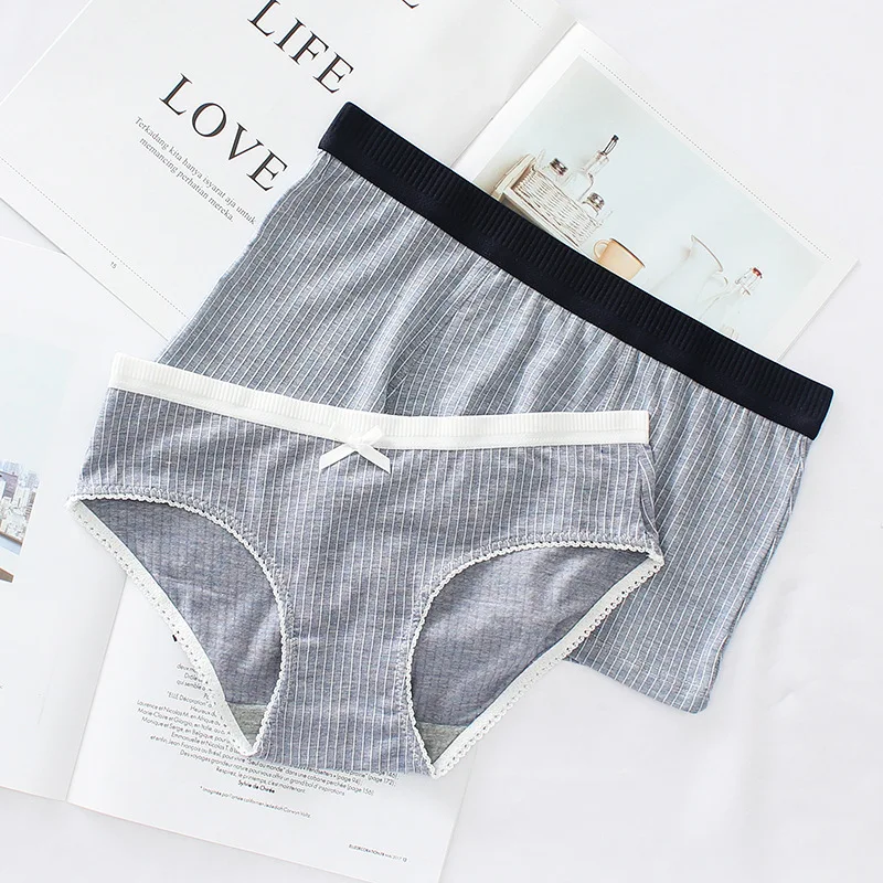 

Simple Style Stripe Couple Underwear Modal Fabric Breathable Soft Men Boxers Fashion Youth Underpants Homme Cueca Calzoncillos