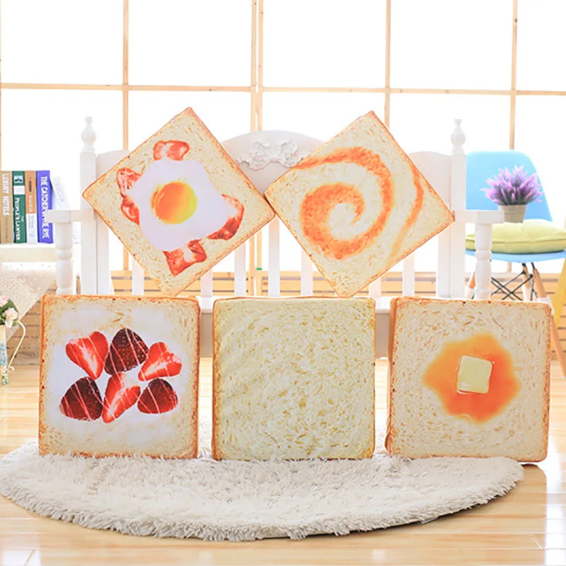 cheap 2018 New Cute Cartoon Small Dog Cat Bread Pillow Soft Cotton Pet Sofa Bed Anime Simulation Toast Slice Cushion Dog Mat